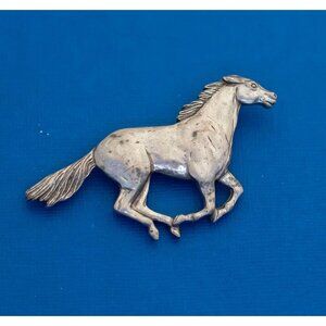 Vintage Running Silver Stallion Brooch by 1988 Seagull - D30